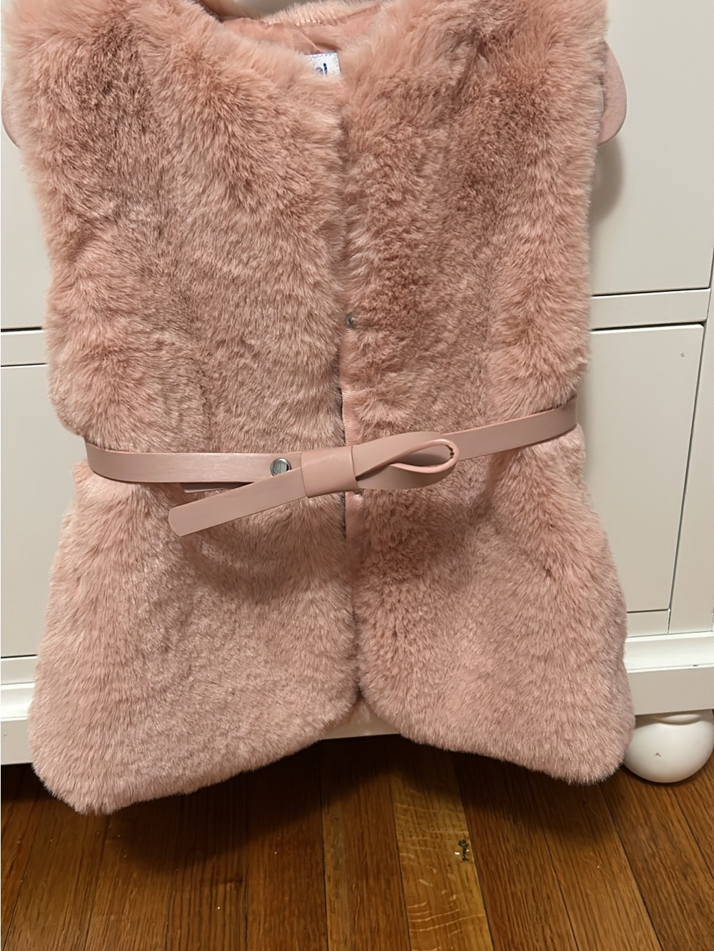 Mayoral Blush Pink Faux Fur Belted Vest
